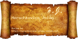 Herschkovics Jolán névjegykártya